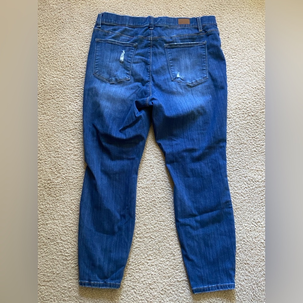 Judy Blue Pull On Medium Dark Blue Distressed Skinny Jegging Jeans 20W Plus - Picture 8 of 10